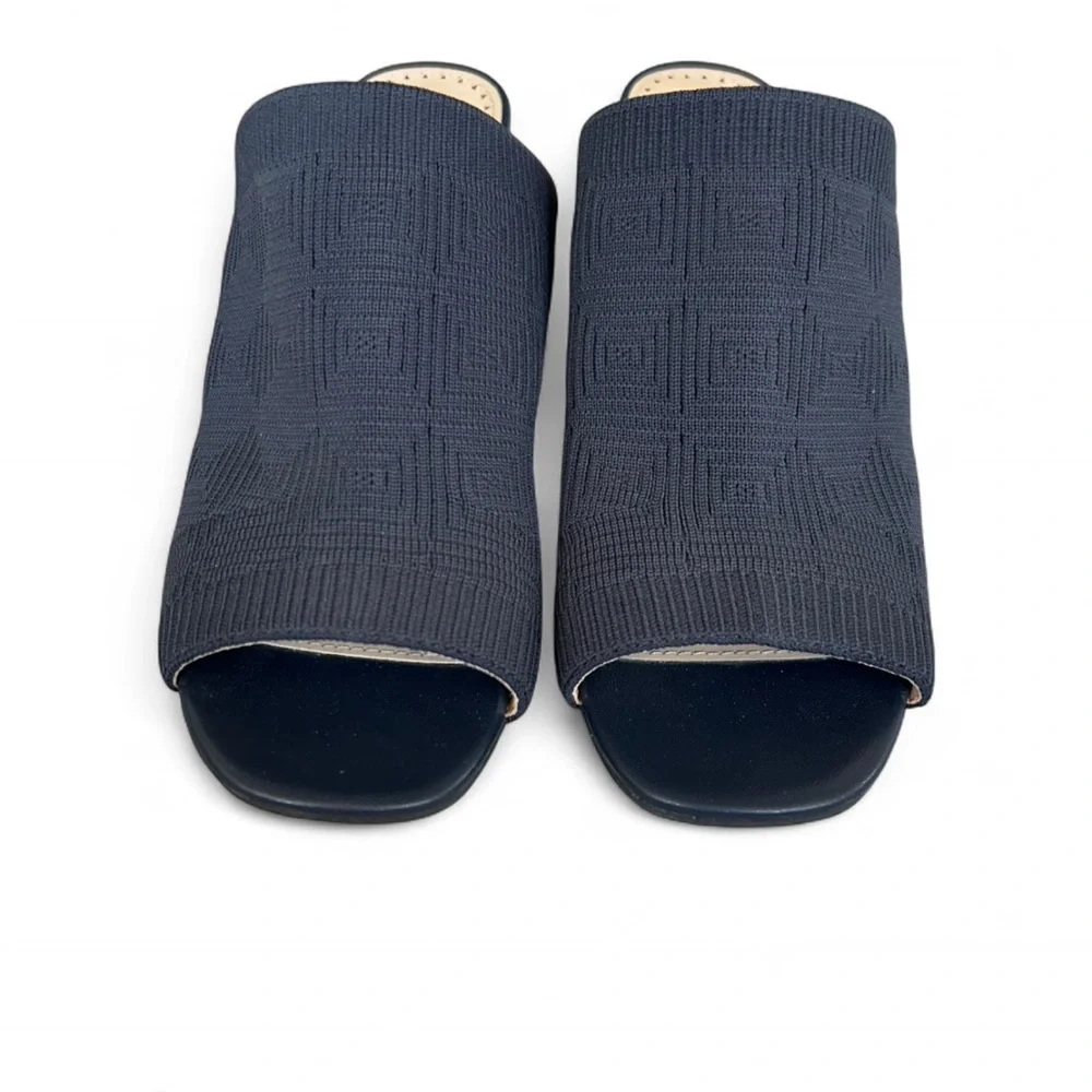 Adrienne Vittadini Arielle Block Heel Mules in Navy Blue Size 8.5 - Picture 2 of 6